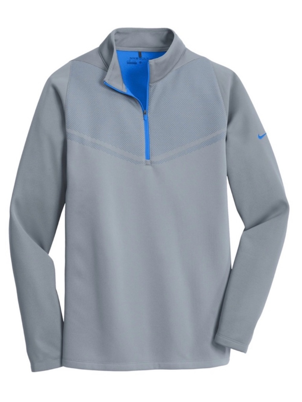Nike Men's Light Gray Quarter-Zip Performance Pullover with Blue Trim